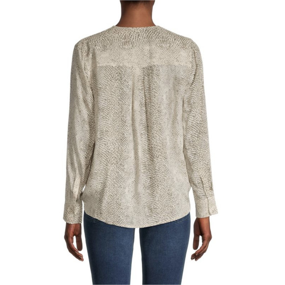 RAILS Hillary Snakeskin-Print Surplice Top Faux Wrap in Cream - Picture 8 of 13